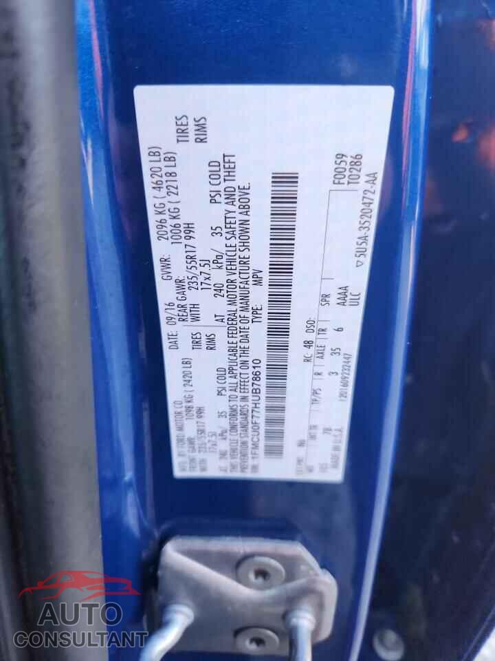 FORD ESCAPE 2017 - 1FMCU0F77HUB78610