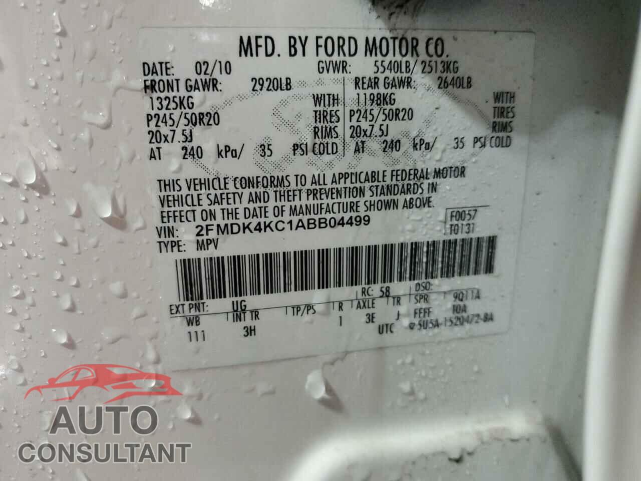 FORD EDGE 2010 - 2FMDK4KC1ABB04499