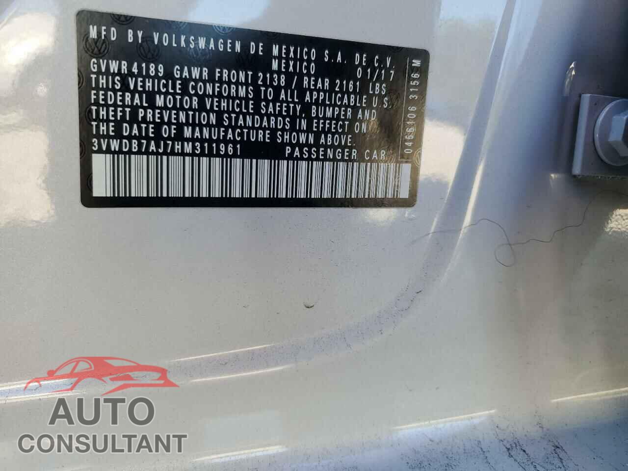 VOLKSWAGEN JETTA 2017 - 3VWDB7AJ7HM311961