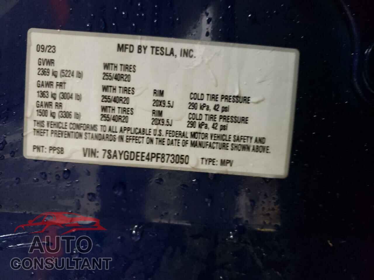 TESLA MODEL Y 2023 - 7SAYGDEE4PF873050