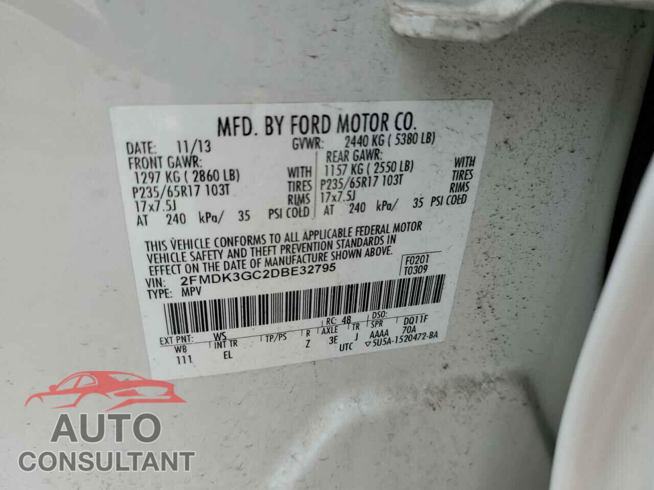 FORD EDGE 2013 - 2FMDK3GC2DBE32795