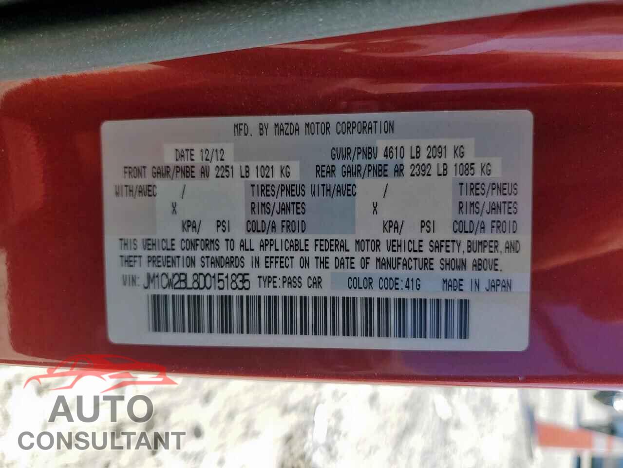 MAZDA 5 2013 - JM1CW2BL8D0151835