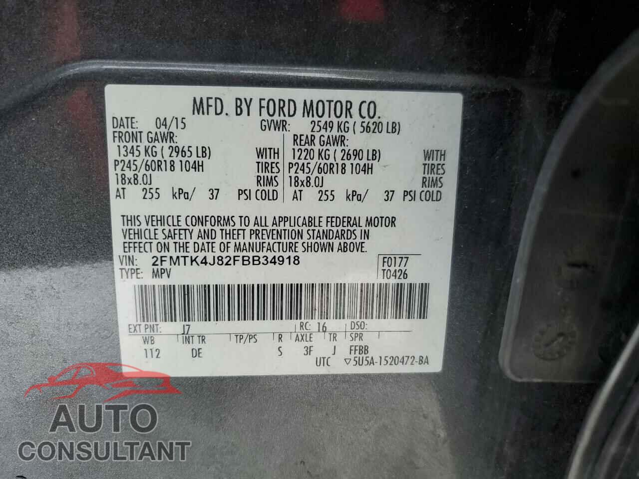 FORD EDGE 2015 - 2FMTK4J82FBB34918