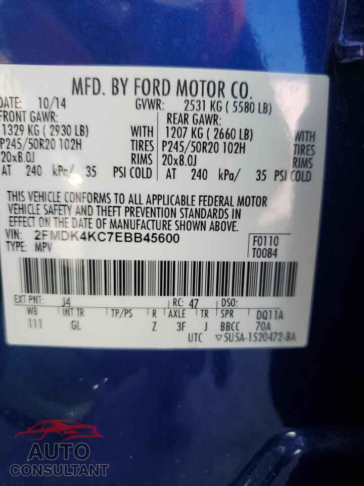 FORD EDGE 2014 - 2FMDK4KC7EBB45600