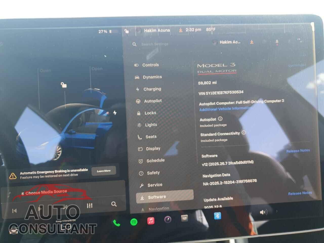 TESLA MODEL 3 2019 - 5YJ3E1EB7KF530534