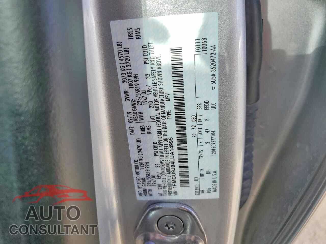 FORD ESCAPE 2020 - 1FMCU9J94LUA14995
