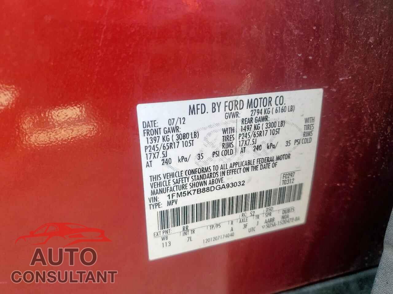 FORD EXPLORER 2013 - 1FM5K7B88DGA93032