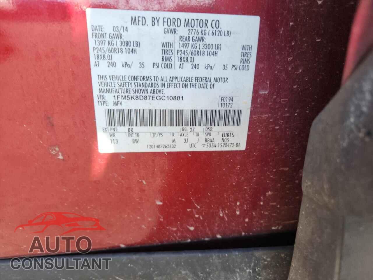 FORD EXPLORER 2014 - 1FM5K8D87EGC10801