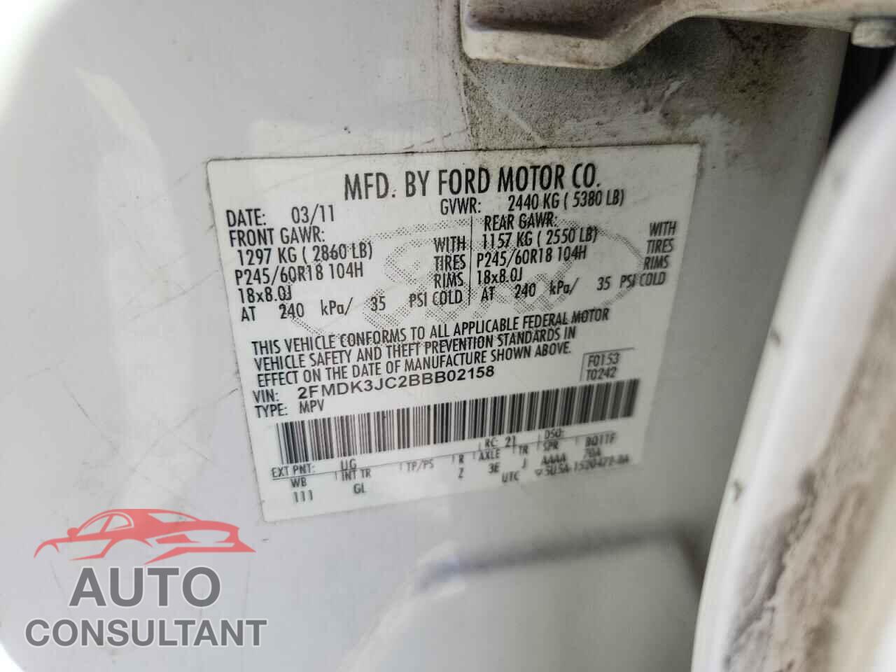 FORD EDGE 2011 - 2FMDK3JC2BBB02158