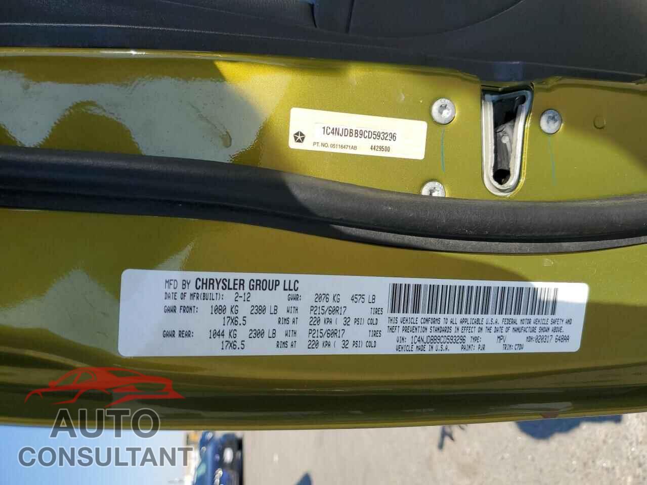 JEEP COMPASS 2012 - 1C4NJDBB9CD593296