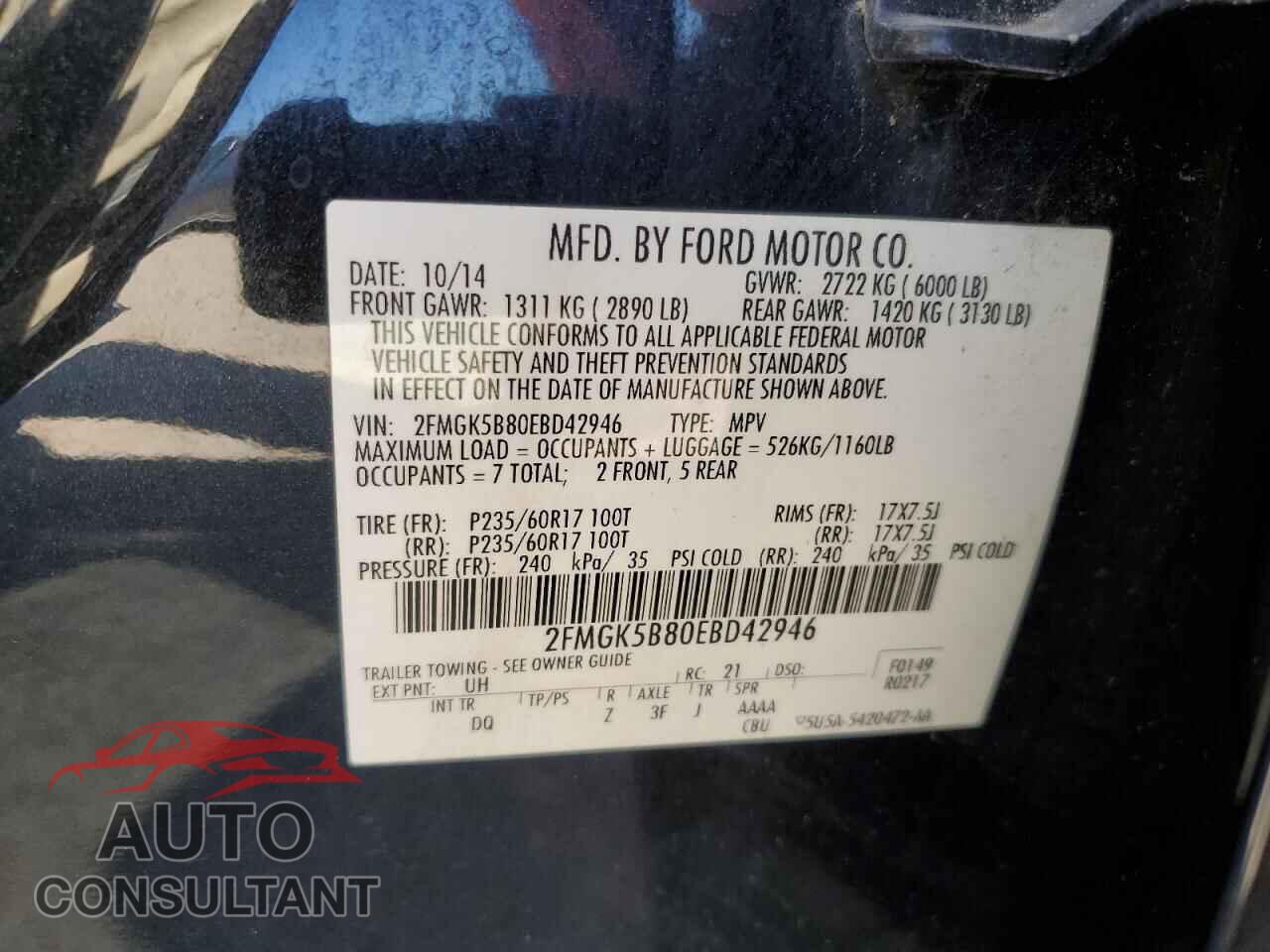 FORD FLEX 2014 - 2FMGK5B80EBD42946