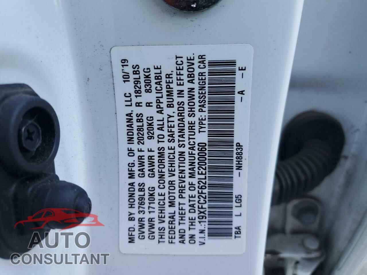 HONDA CIVIC 2020 - 19XFC2F62LE200060