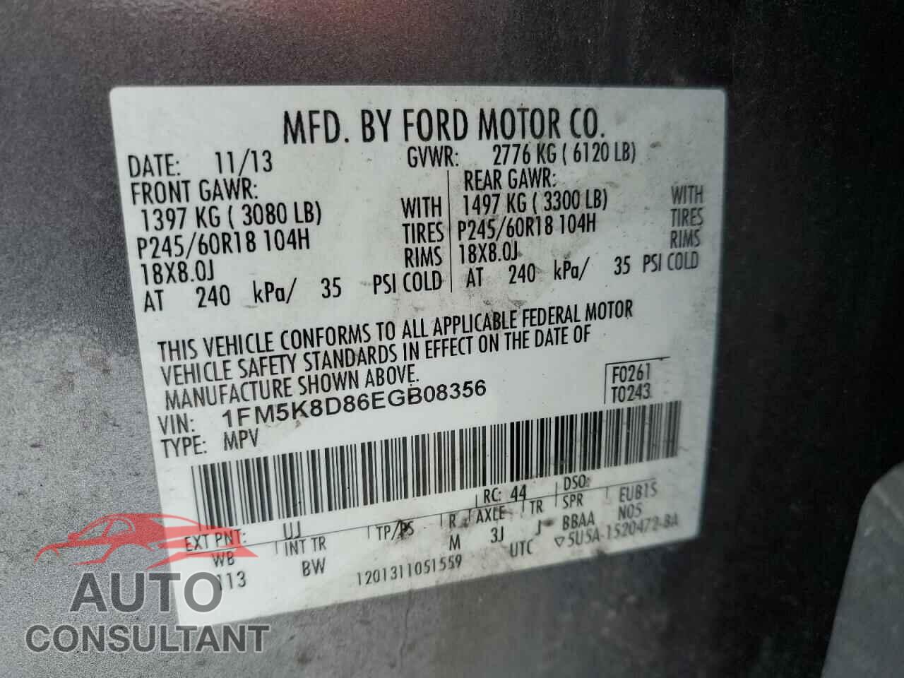 FORD EXPLORER 2014 - 1FM5K8D86EGB08356