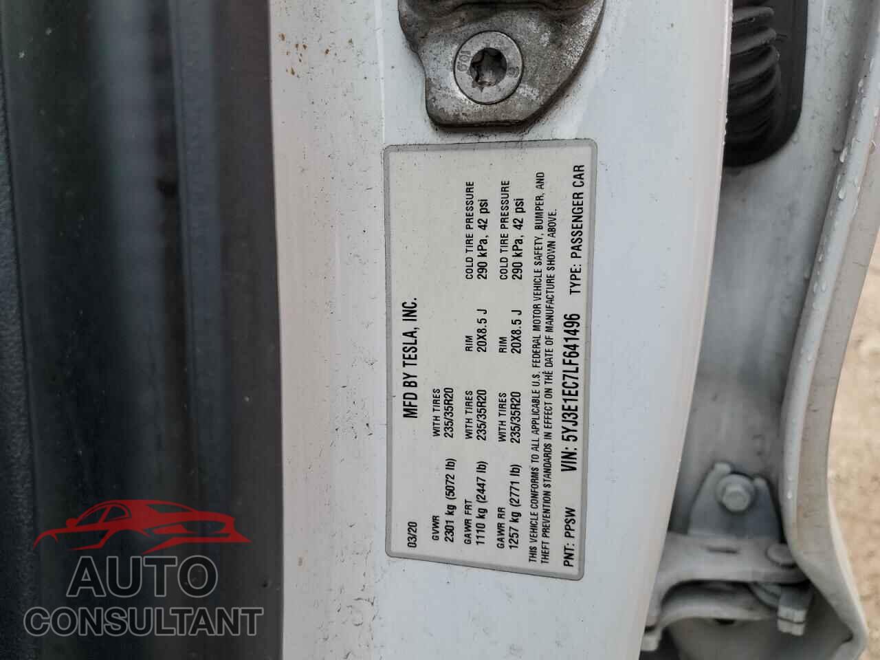 TESLA MODEL 3 2020 - 5YJ3E1EC7LF641496
