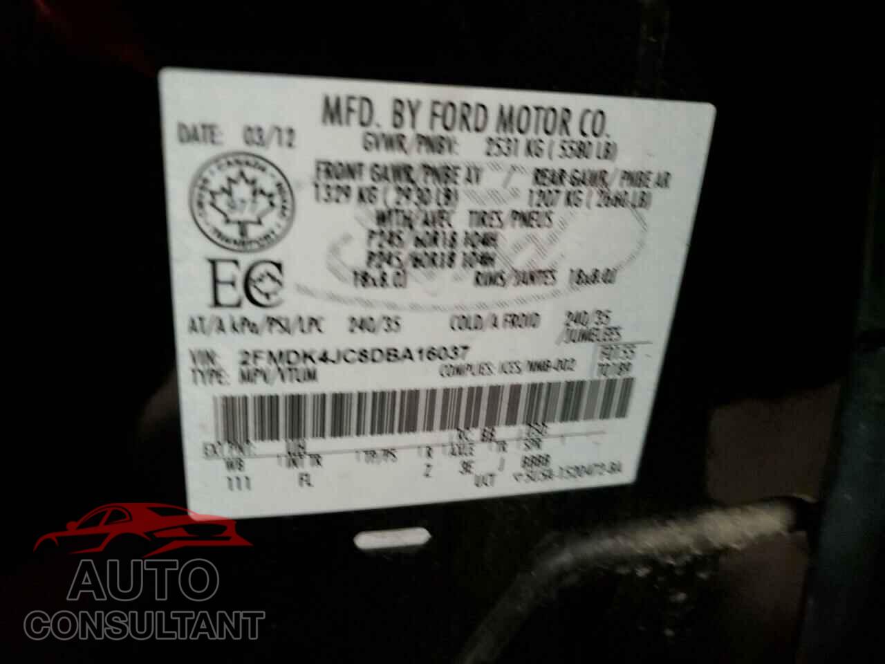FORD EDGE 2013 - 2FMDK4JC8DBA16037
