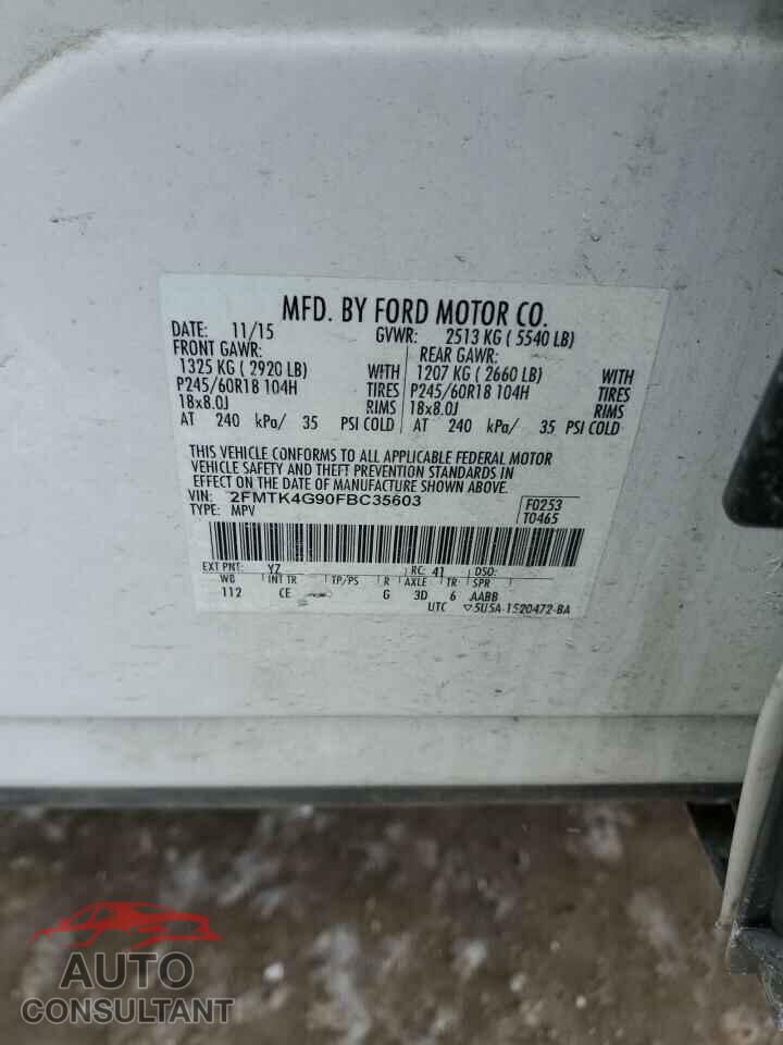 FORD EDGE 2015 - 2FMTK4G90FBC35603