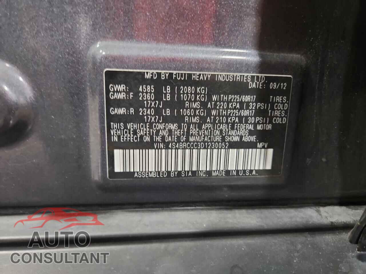 SUBARU OUTBACK 2013 - 4S4BRCCC3D1230052