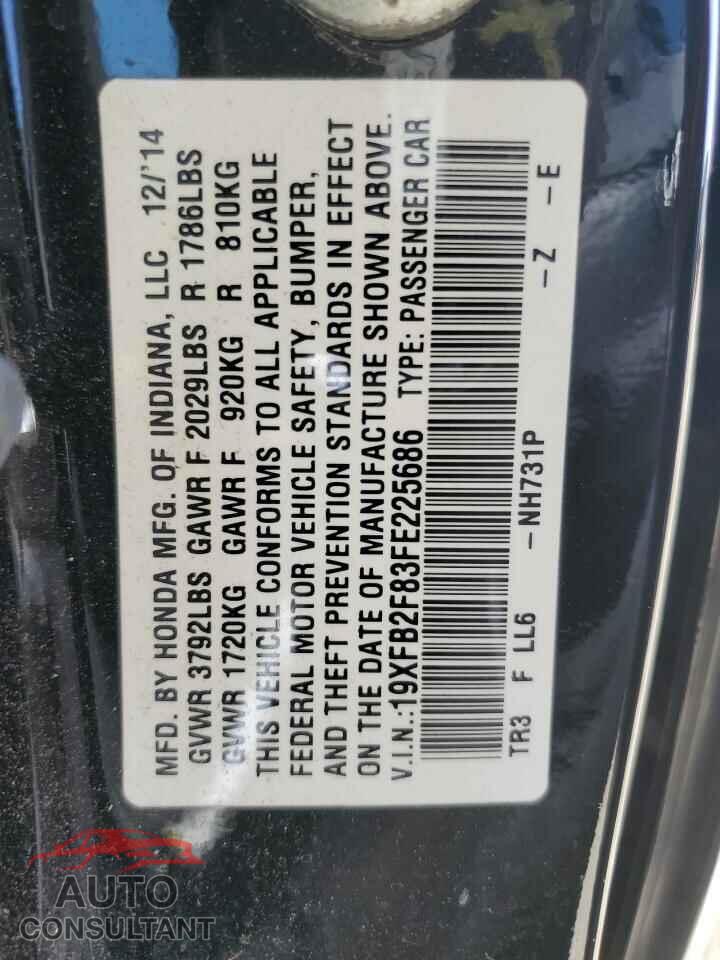 HONDA CIVIC 2015 - 19XFB2F83FE225686
