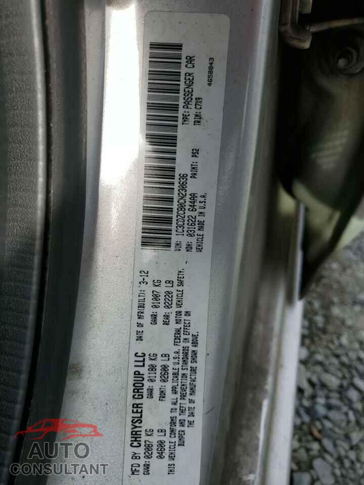 DODGE AVENGER 2012 - 1C3CDZCB0CN230636