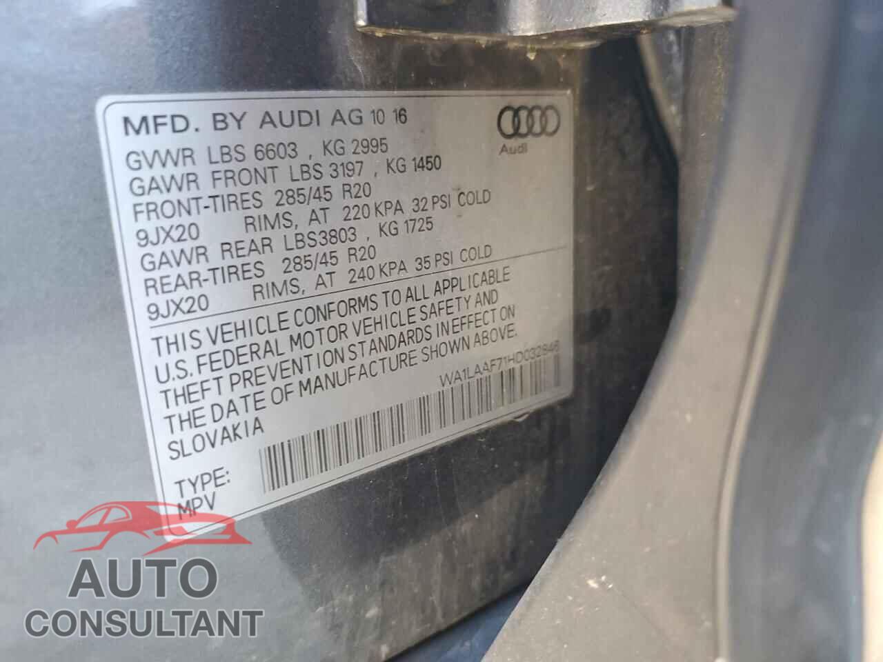 AUDI Q7 2017 - WA1LAAF71HD032846