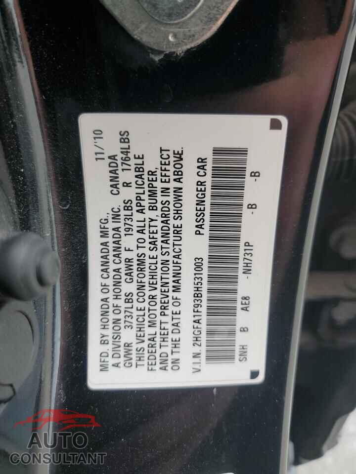 HONDA CIVIC 2011 - 2HGFA1F93BH531003