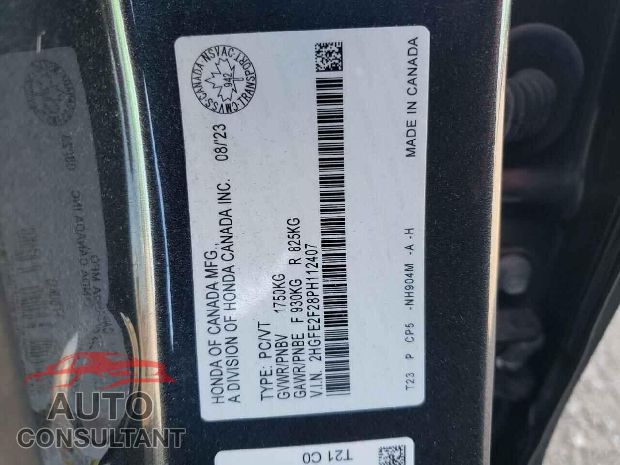 HONDA CIVIC 2023 - 2HGFE2F28PH112407