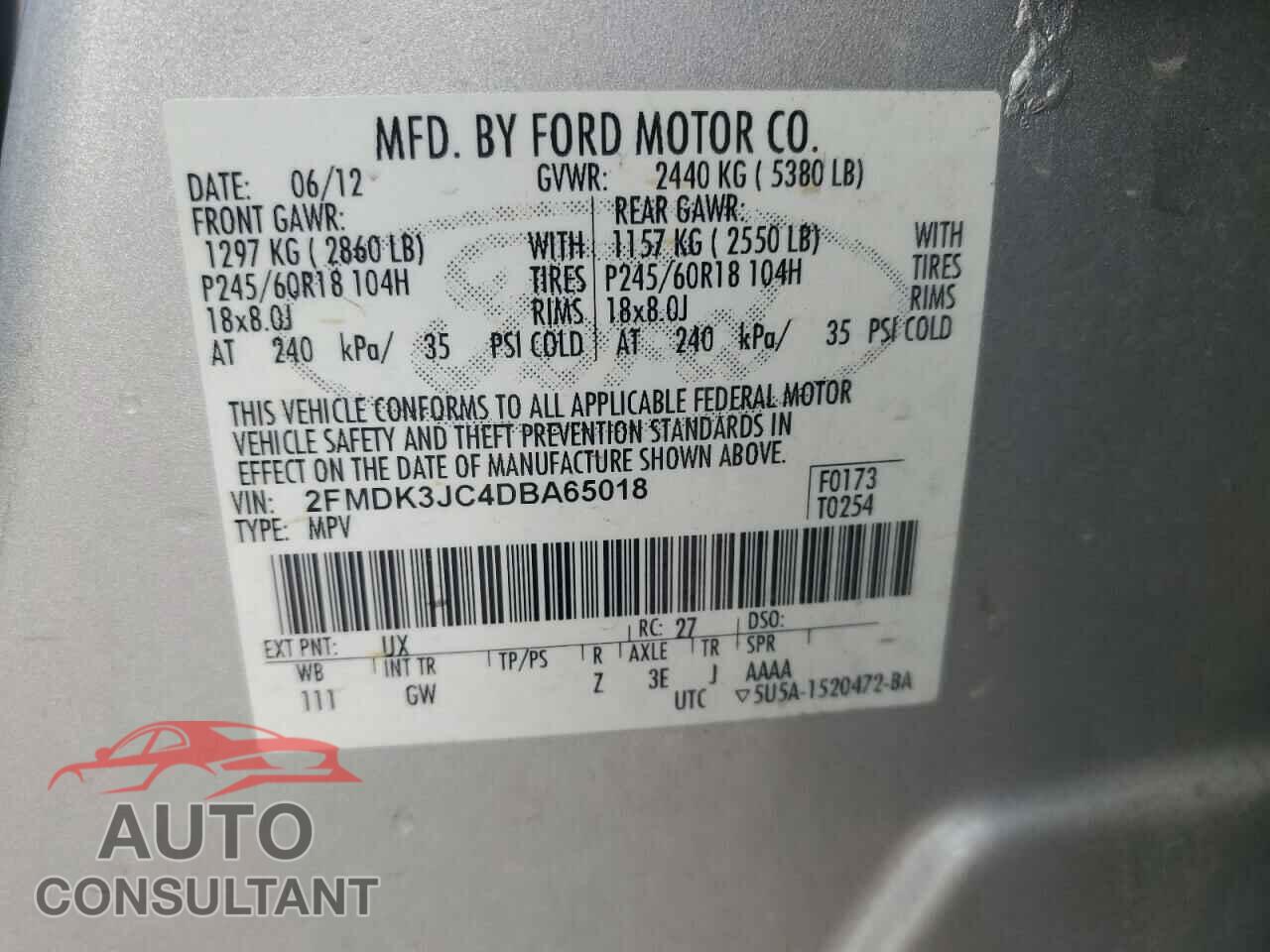 FORD EDGE 2013 - 2FMDK3JC4DBA65018