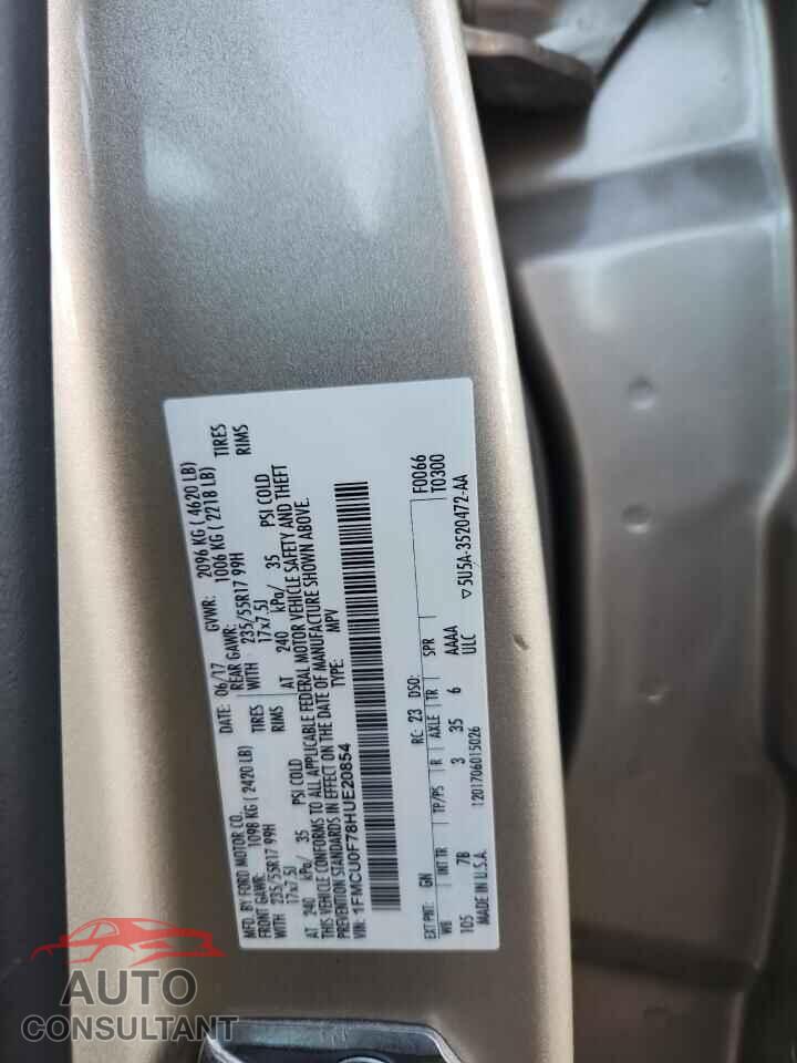 FORD ESCAPE 2017 - 1FMCU0F78HUE20854