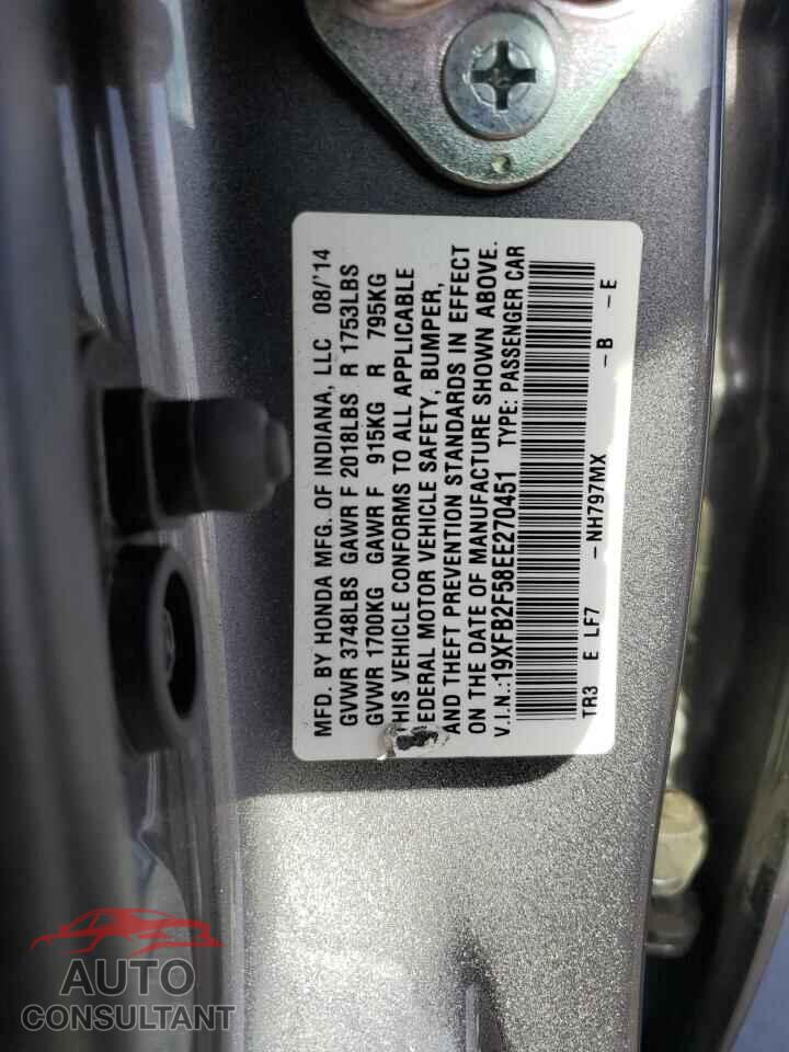 HONDA CIVIC 2014 - 19XFB2F58EE270451