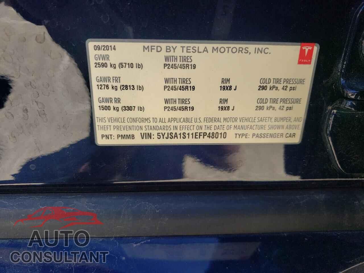 TESLA MODEL S 2014 - 5YJSA1S11EFP48010