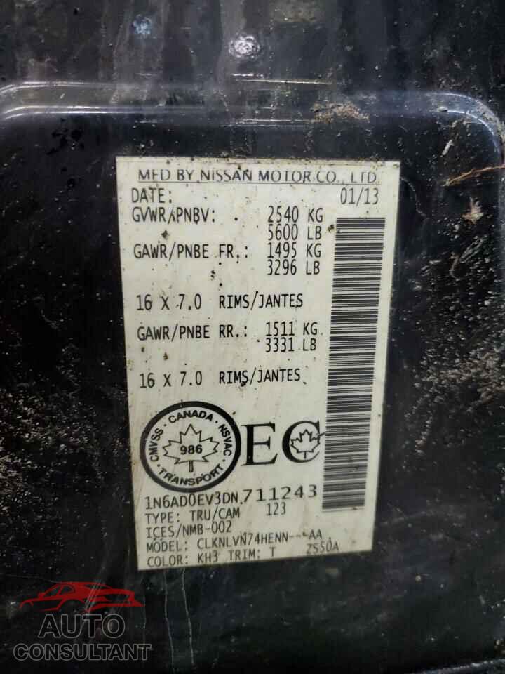 NISSAN FRONTIER 2013 - 1N6AD0EV3DN711243