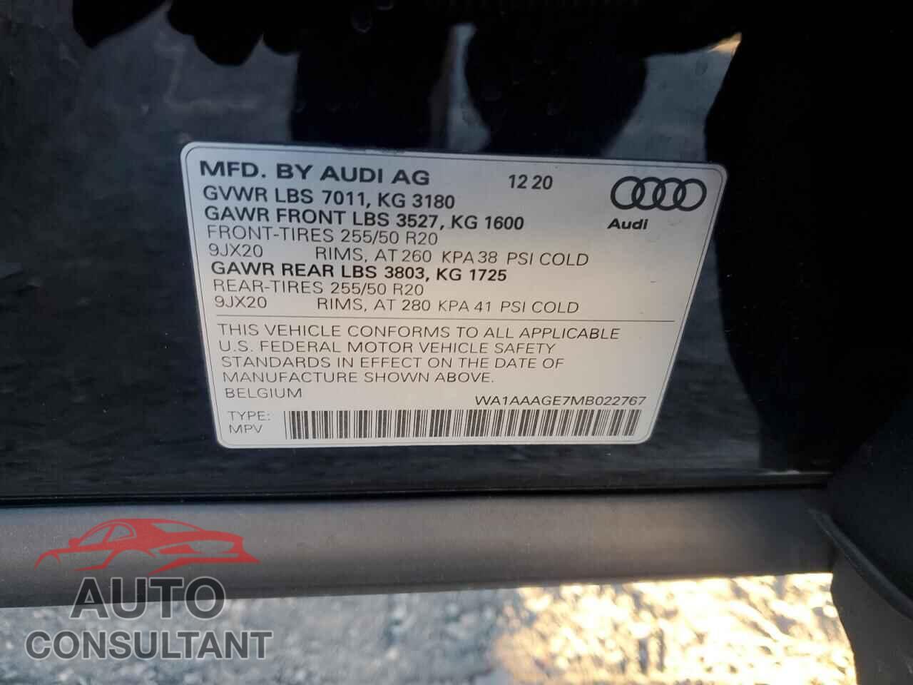 AUDI E-TRON 2021 - WA1AAAGE7MB022767