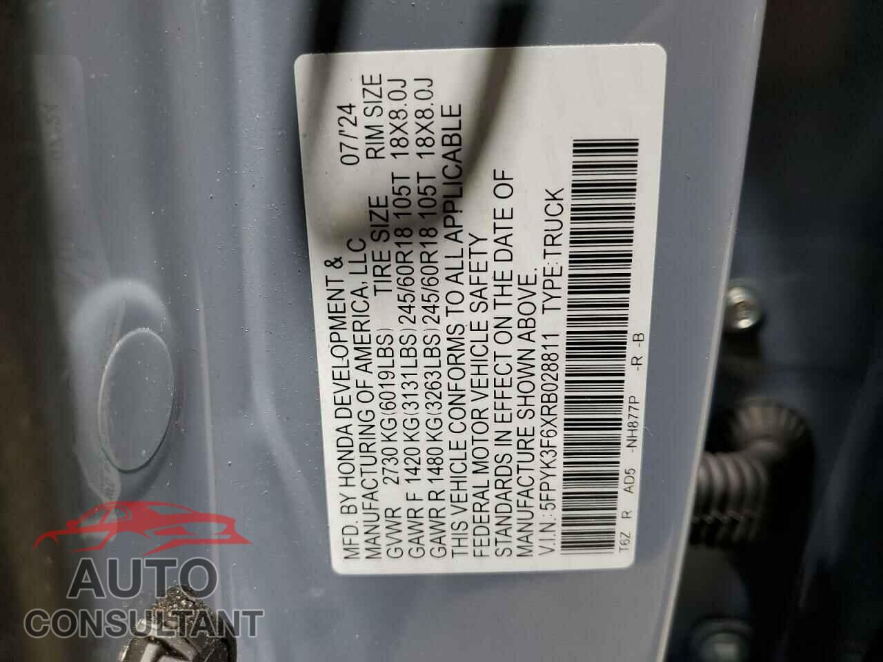 HONDA RIDGELINE 2024 - 5FPYK3F6XRB028811