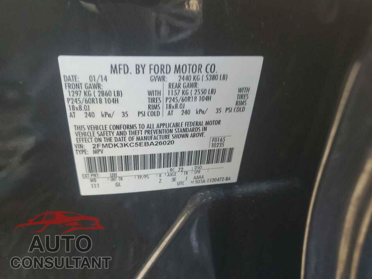 FORD EDGE 2014 - 2FMDK3KC5EBA26020