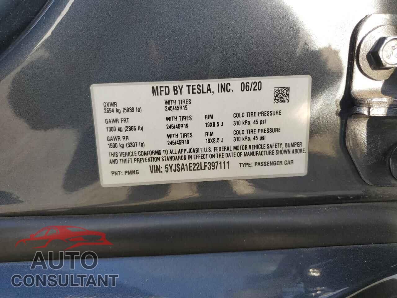 TESLA MODEL S 2020 - 5YJSA1E22LF397111
