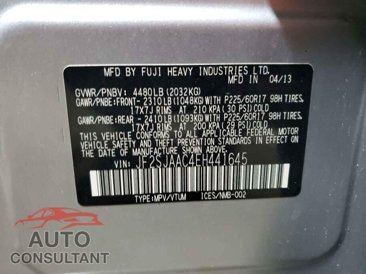 SUBARU FORESTER 2014 - JF2SJAAC4EH441645