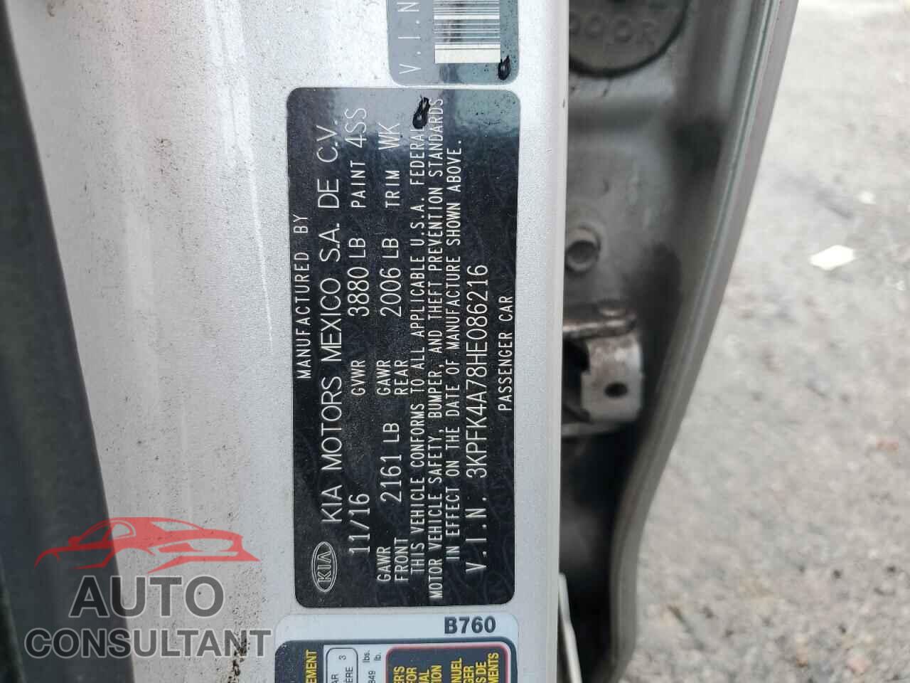 KIA FORTE 2017 - 3KPFK4A78HE086216