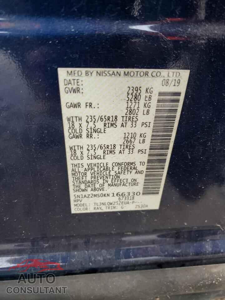 NISSAN MURANO 2019 - 5N1AZ2MS0KN166330