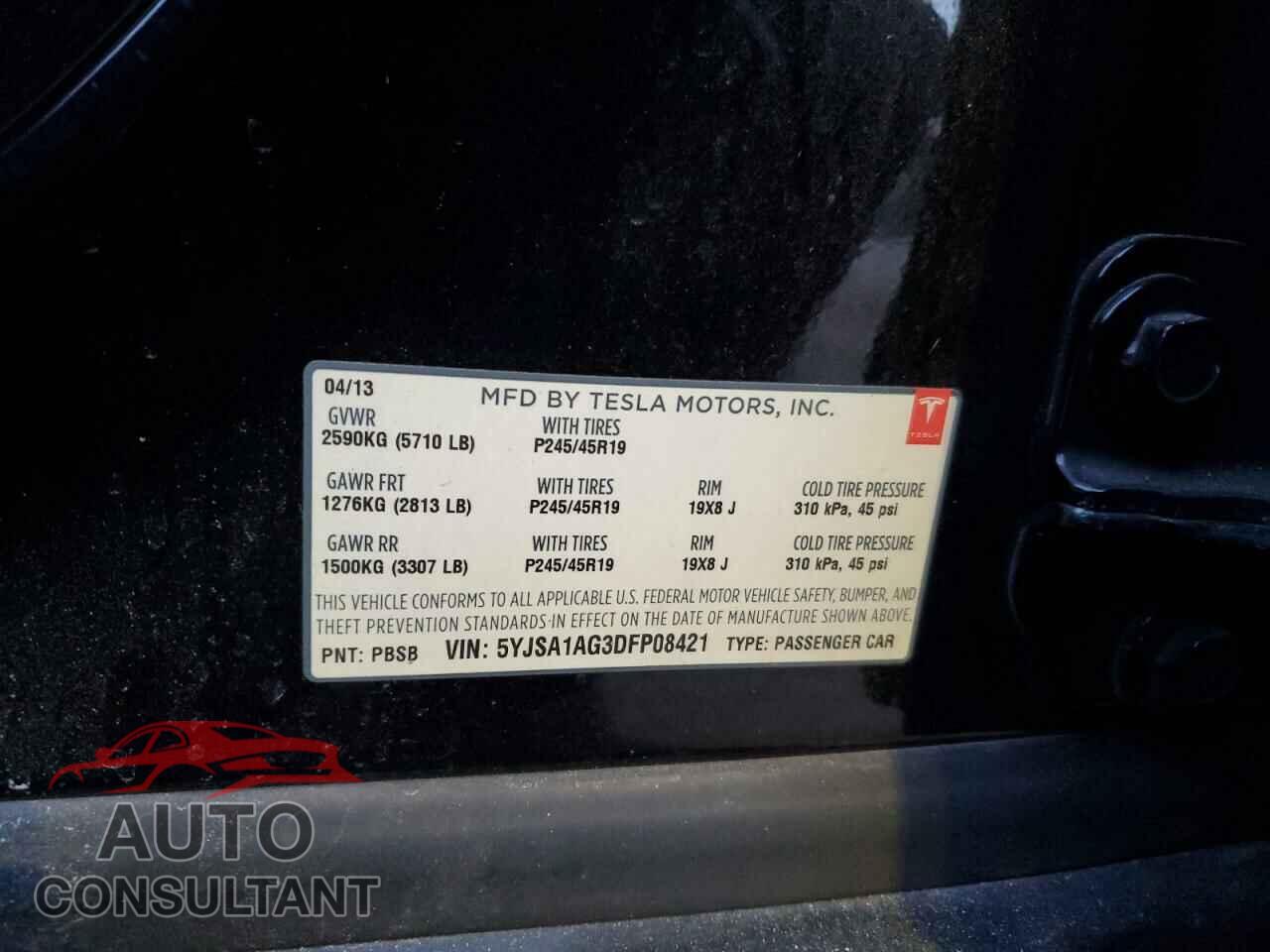 TESLA MODEL S 2013 - 5YJSA1AG3DFP08421