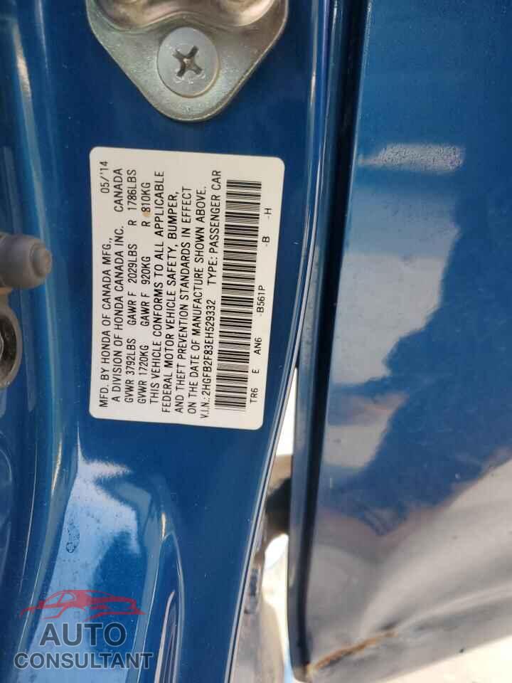 HONDA CIVIC 2014 - 2HGFB2F83EH529332