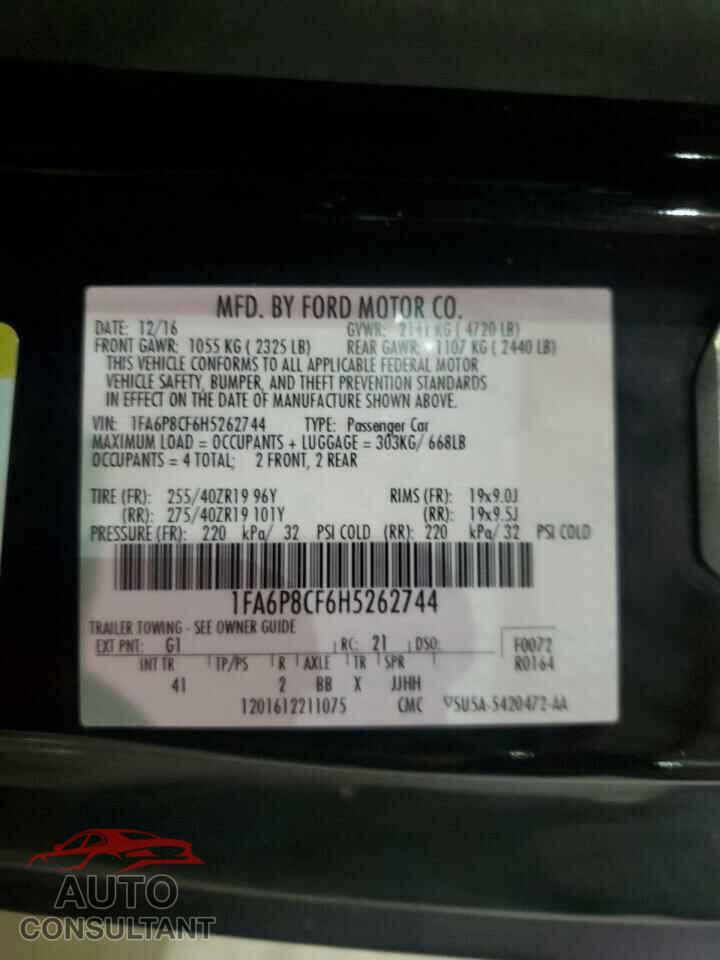 FORD MUSTANG 2017 - 1FA6P8CF6H5262744
