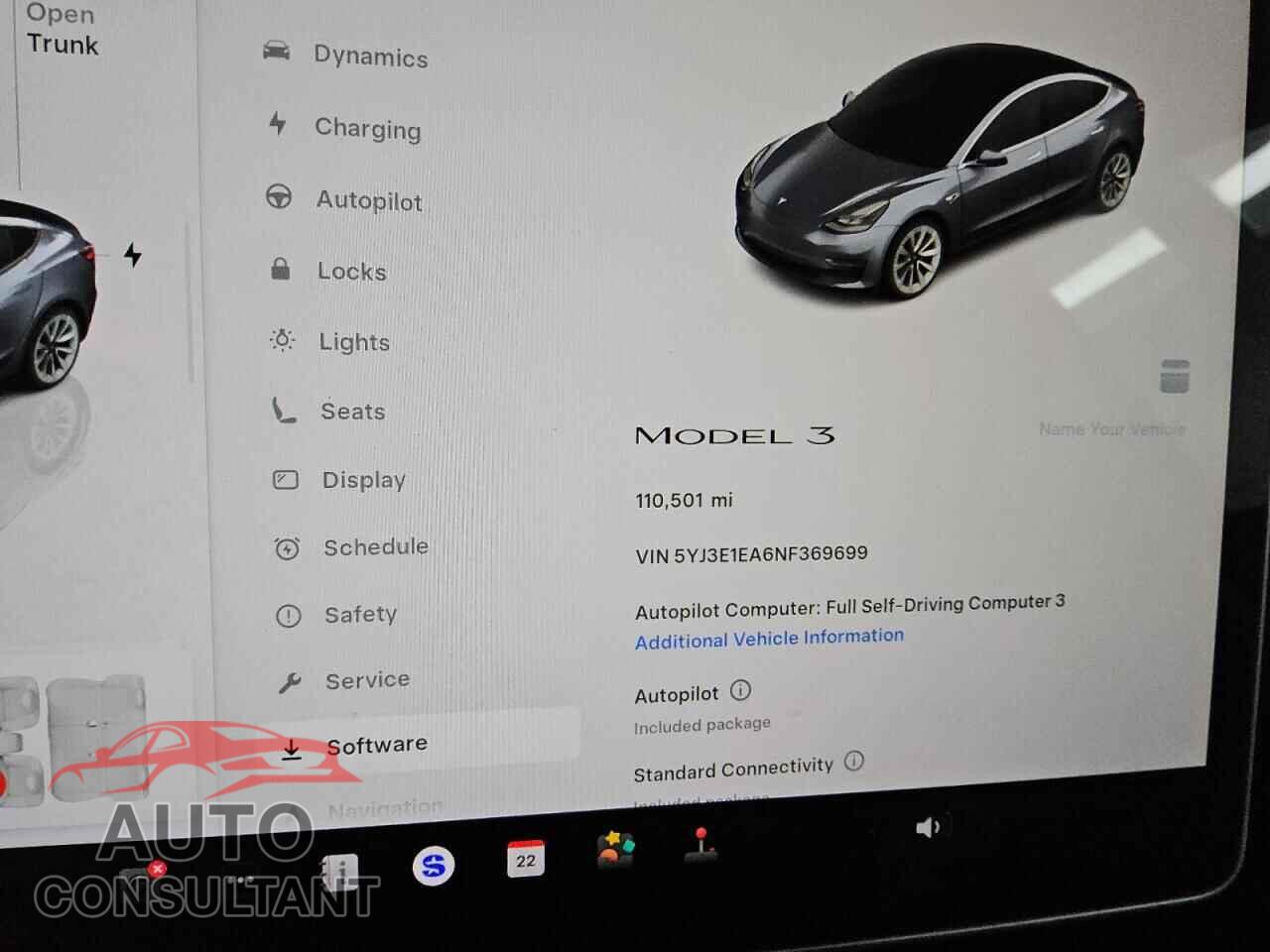 TESLA MODEL 3 2022 - 5YJ3E1EA6NF369699