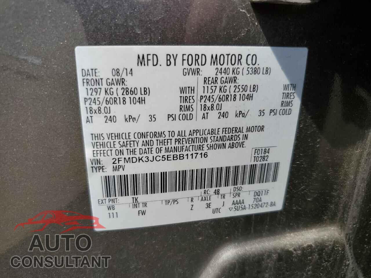 FORD EDGE 2014 - 2FMDK3JC5EBB11716