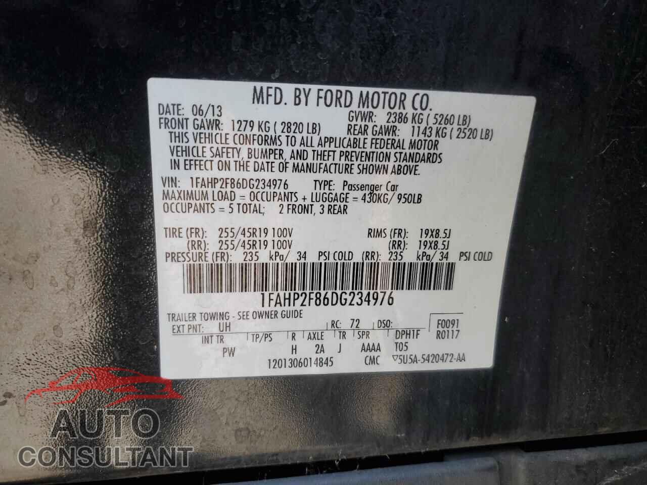 FORD TAURUS 2013 - 1FAHP2F86DG234976