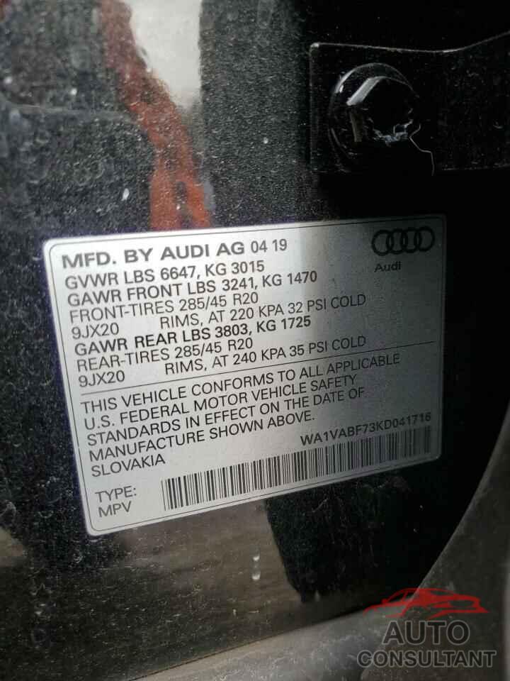 AUDI Q7 2019 - WA1VABF73KD041716