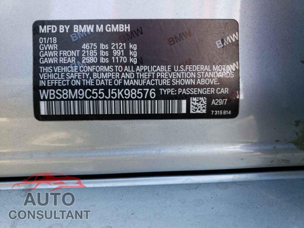 BMW M3 2018 - WBS8M9C55J5K98576
