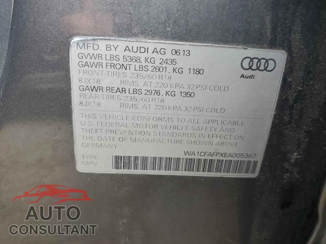 AUDI Q5 2014 - WA1CFAFPXEA005367