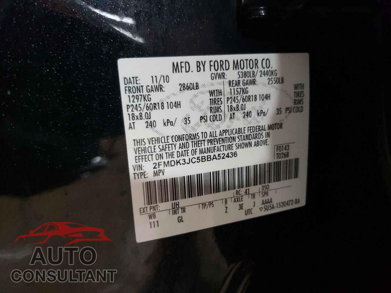 FORD EDGE 2011 - 2FMDK3JC5BBA52436