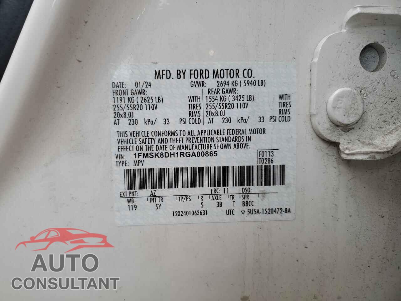 FORD EXPLORER 2024 - 1FMSK8DH1RGA00865