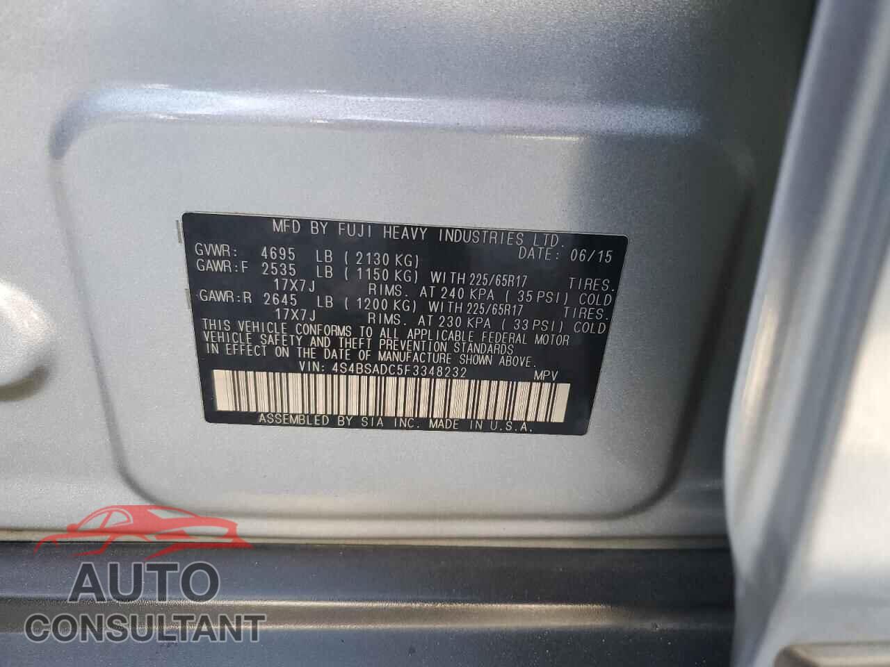 SUBARU OUTBACK 2015 - 4S4BSADC5F3348232